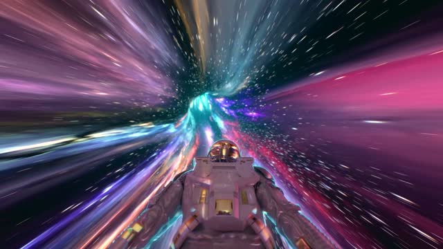 Spaceship entering hyperspace live wallpaper