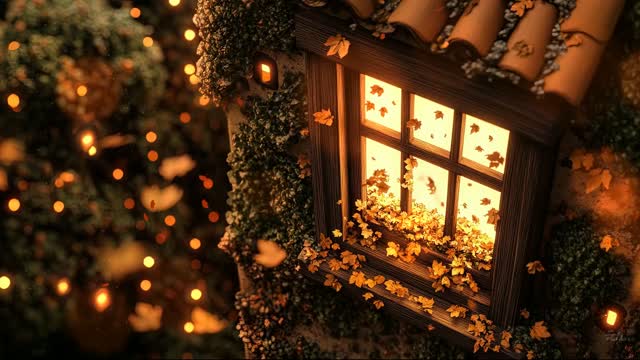 Cozy house window with warm lights live wallpaper