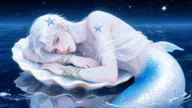 Sleeping mermaid on seashell live wallpaper