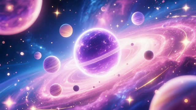 Vibrant cosmic planets and nebula live wallpaper