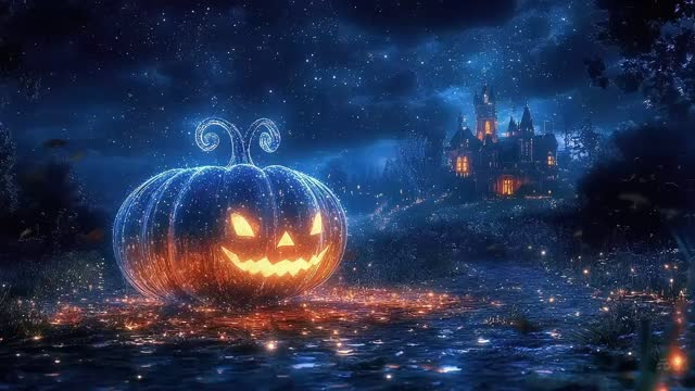 Halloween pumpkin in starry night live wallpaper