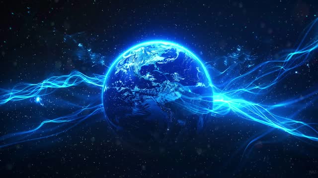 Electrified glowing blue Earth live wallpaper