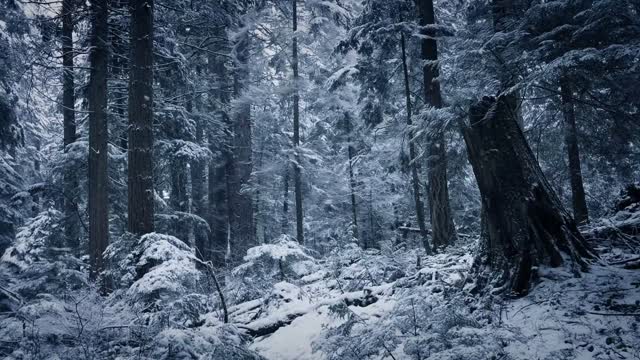 Snow-covered forest in winter silence live wallpaper