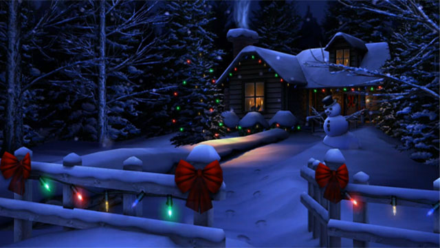 Snowy Christmas village with lights live wallpaper