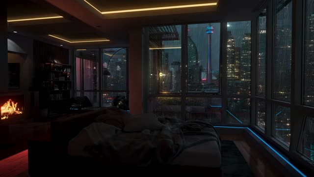 Luxury apartment with city view live wallpaper