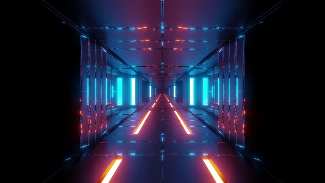 Futuristic neon corridor perspective live wallpaper