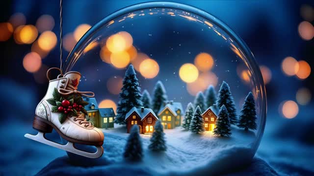Snow globe with winter village live wallpaper