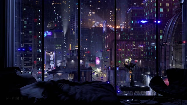 Neon Rainy Night Cityscape live wallpaper