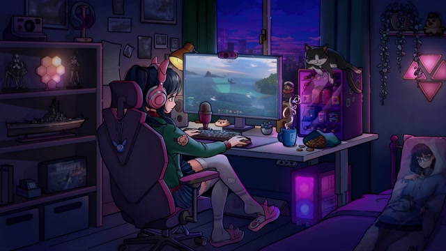Cozy Gaming Retreat at Dusk live wallpaper