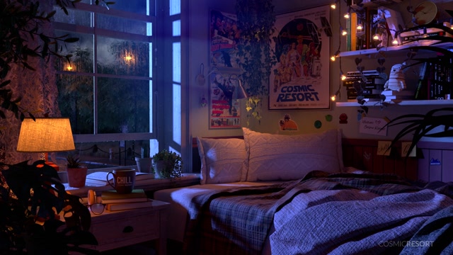 Cozy Night in Dreamy Bedroom live wallpaper
