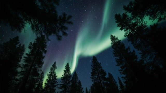 Northern Lights Over Forest Canopy live wallpaper