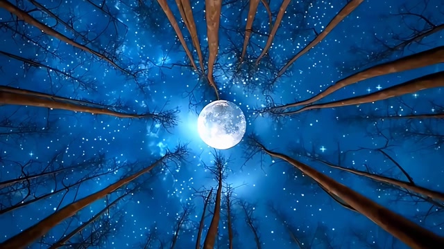 Moonlit Forest Under Starry Sky live wallpaper