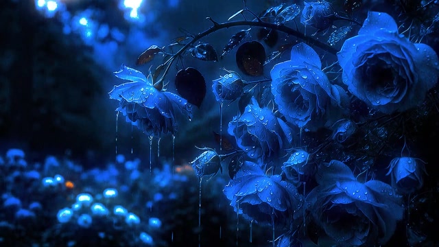 Mystical Blue Rose Garden live wallpaper