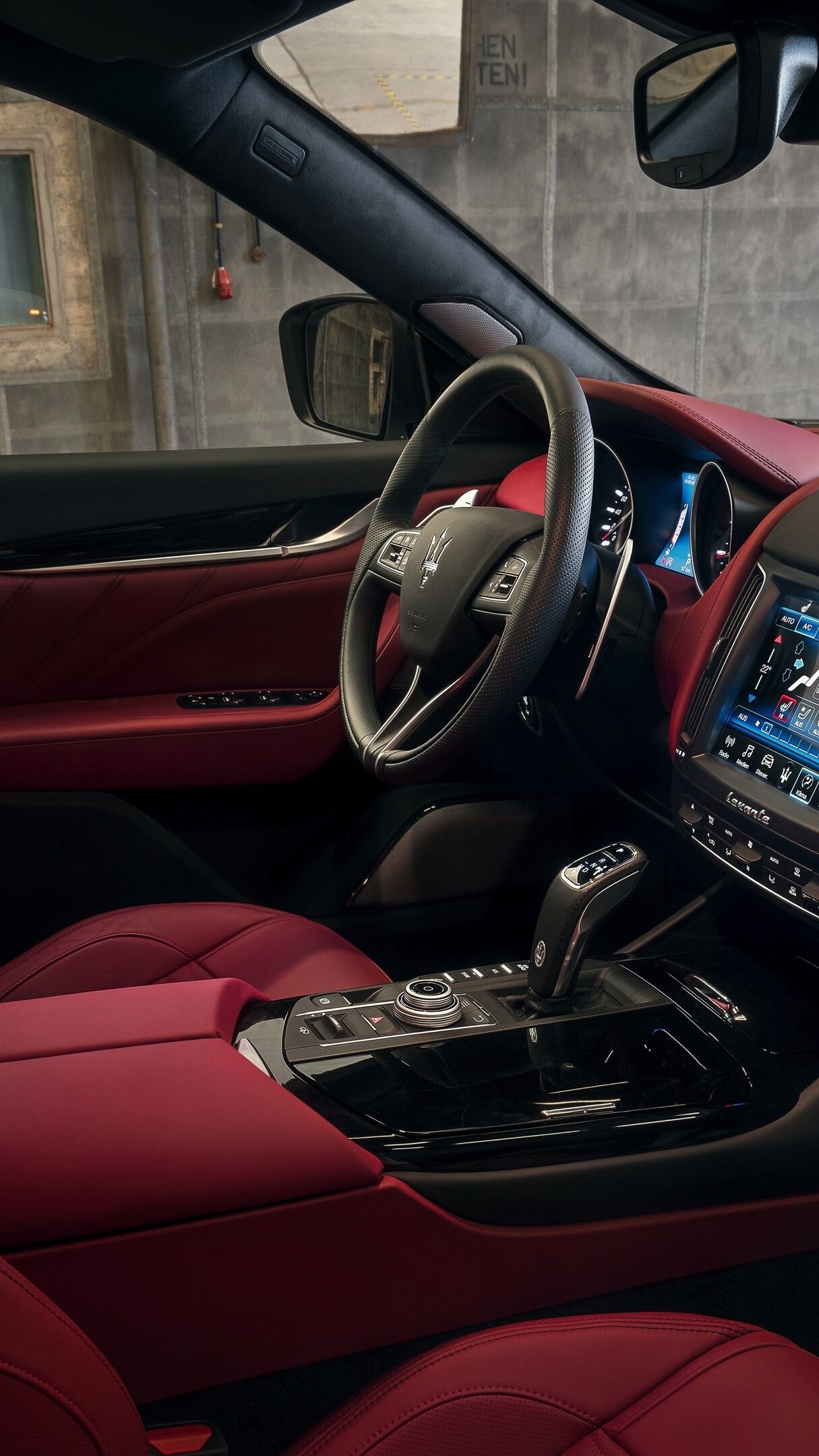 Luxury Red Interior of Modern Car - backiee