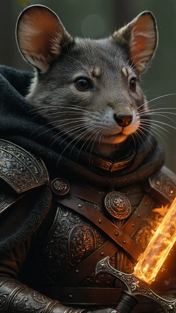 Emberblade Mouse Knight in an Enchanted Forest - backiee