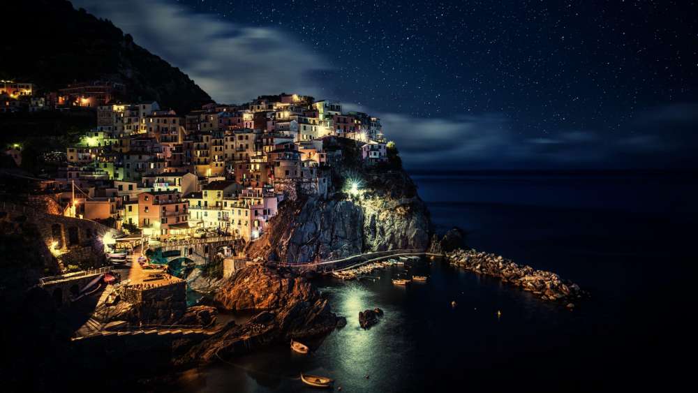 Manarola at night - Cinque Terre, Italy wallpaper
