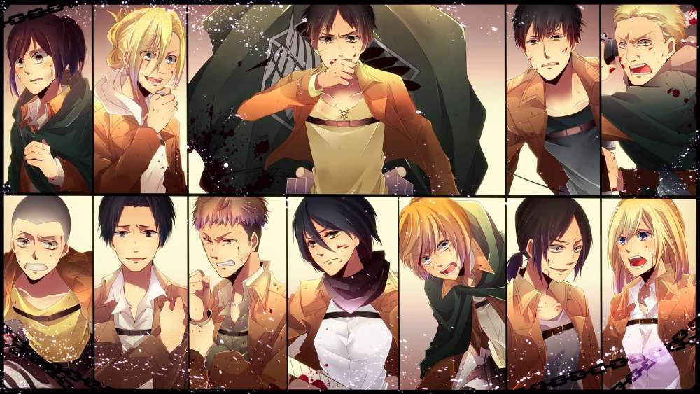 Epic Ensemble of Attack on Titan Characters wallpaper