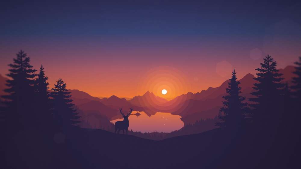 Minimal sunset landscape wallpaper