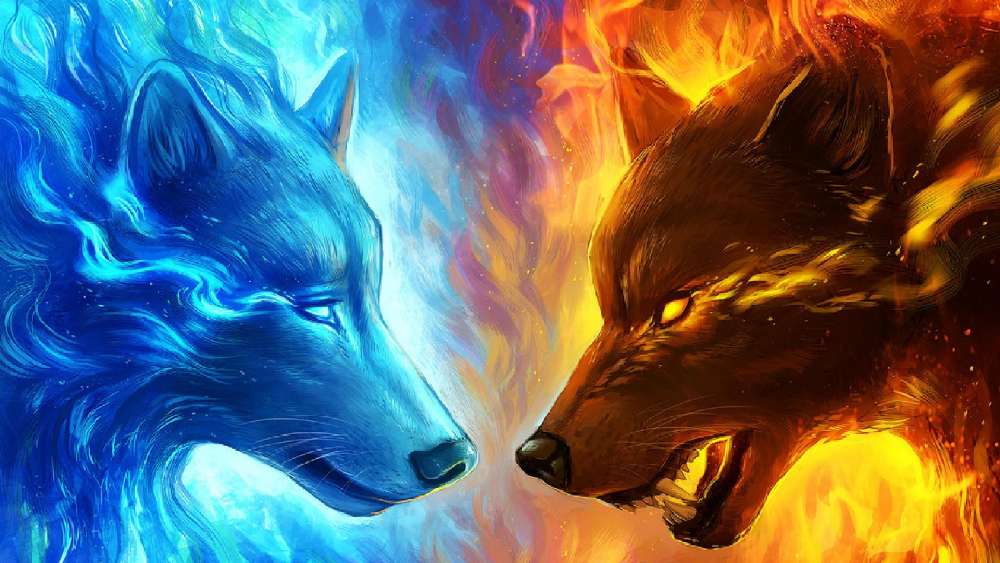 Ice and Fire Wolves wallpaper