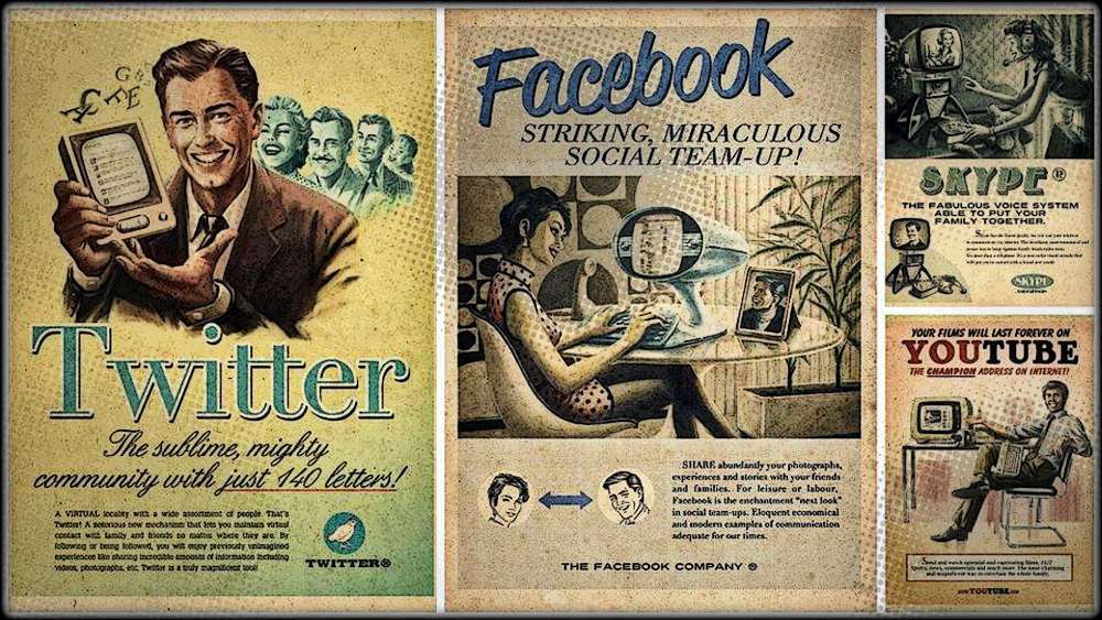 Vintage Social Media Advert Extravaganza wallpaper