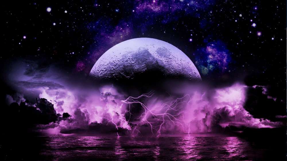 Mystical Purple Moonlit Sky wallpaper