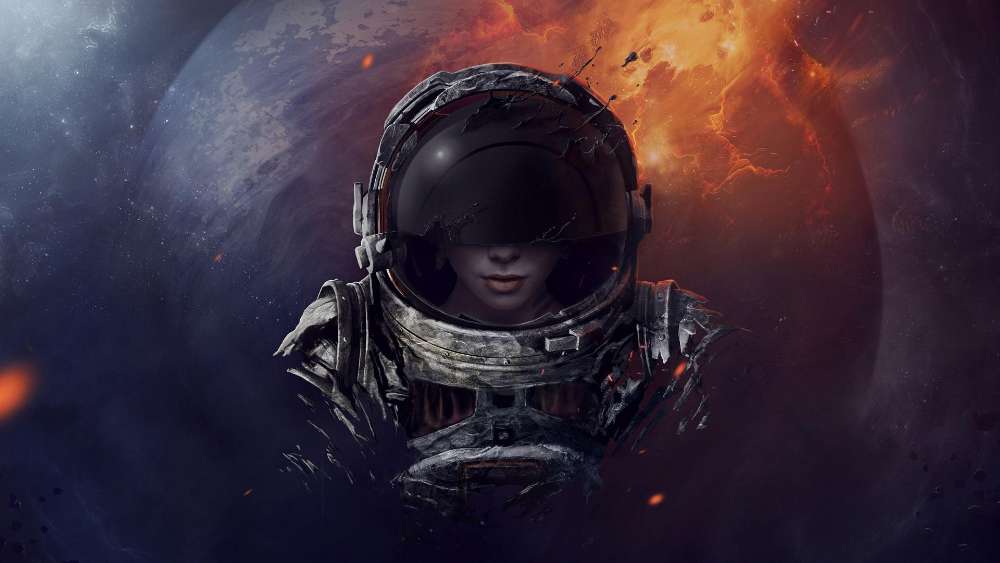 Cosmonaut woman wallpaper