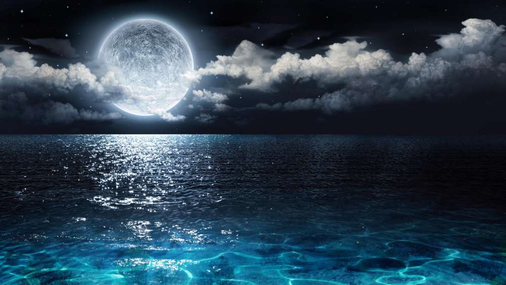 Luminous Moonlight over Tranquil Waters wallpaper