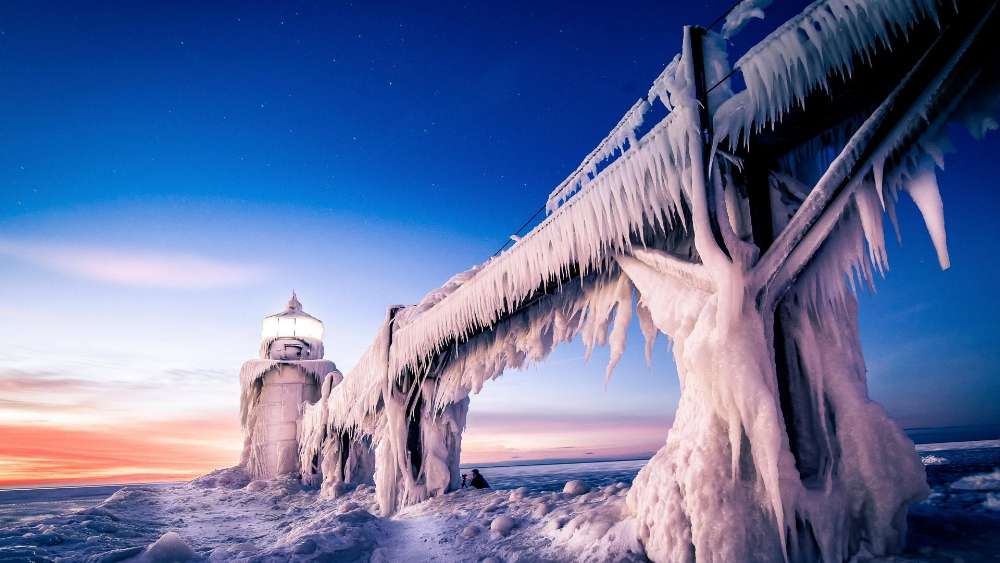 Icy Saint Joseph Lighthouse wallpaper