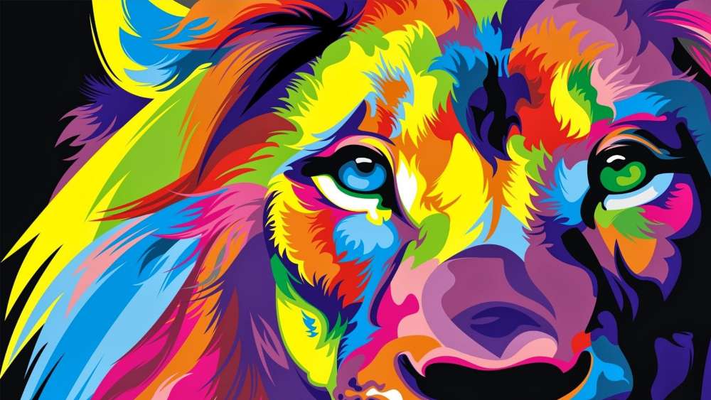 Vibrant Spectrum Lion wallpaper