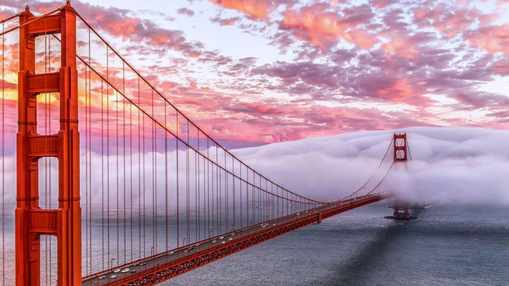 Golden Gate Bridge in the clouds wallpaper
