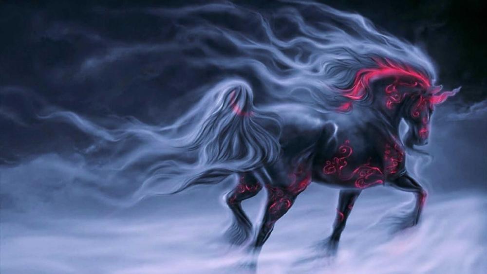 Black unicorn - Fantasy art wallpaper