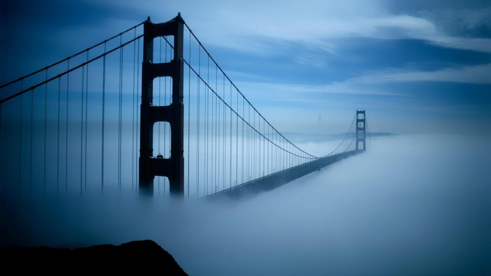 Golden Gate Bridge in the fog wallpaper