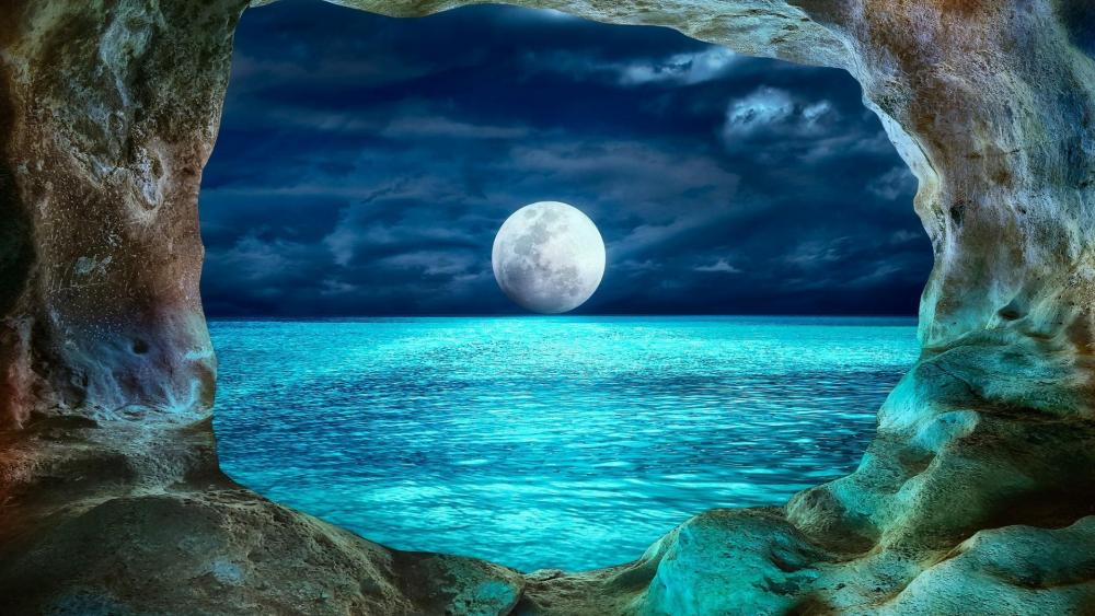 Prohodna Cave in Moonlight from Bulgaria wallpaper
