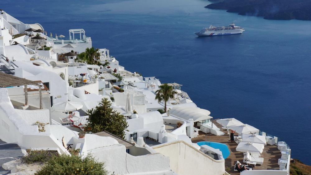 Greek village in Santorini wallpaper