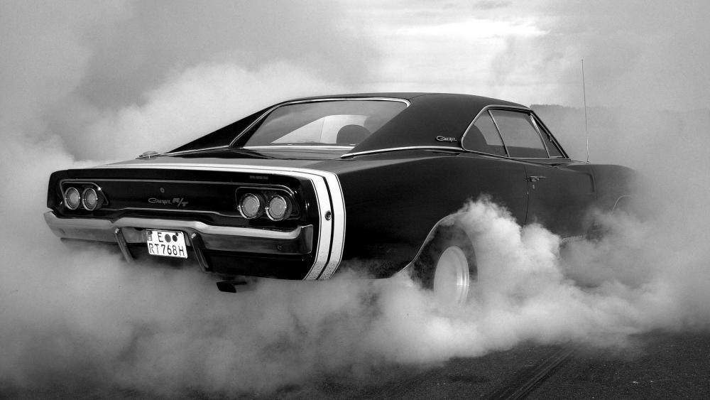 Black and white Dodge Charger wallpaper