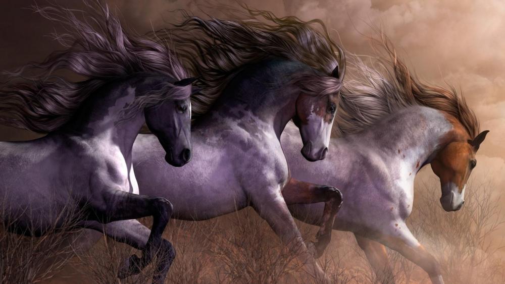 Galloping wild horses  wallpaper