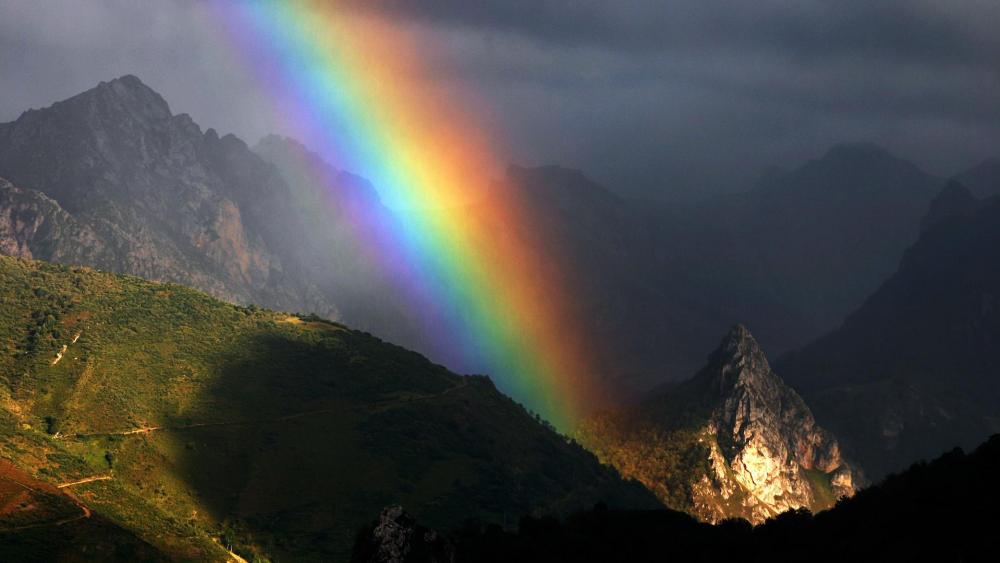 Rainbow above the mountains  wallpaper