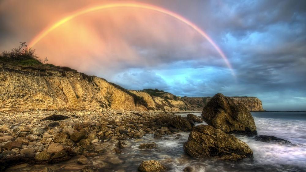 Rainbow above the seashore  wallpaper
