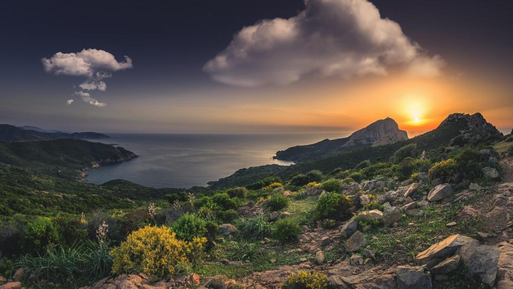 Corsica sunset wallpaper