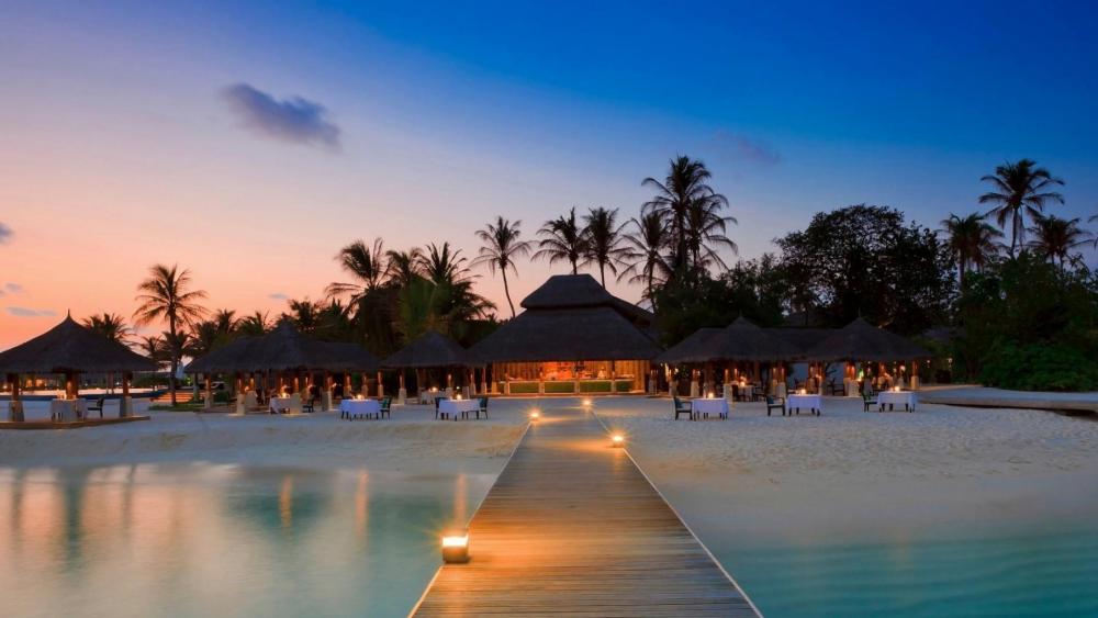 Maldives beach at night wallpaper