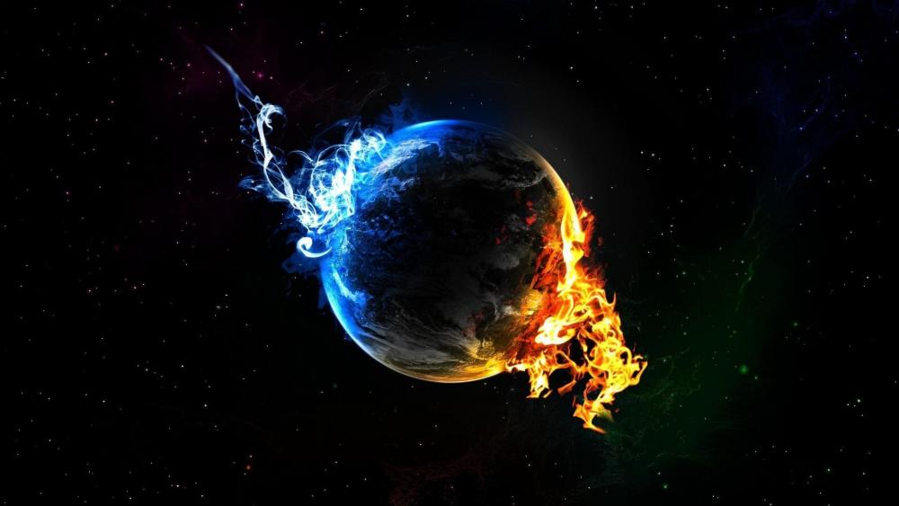 Flaming Earth wallpaper
