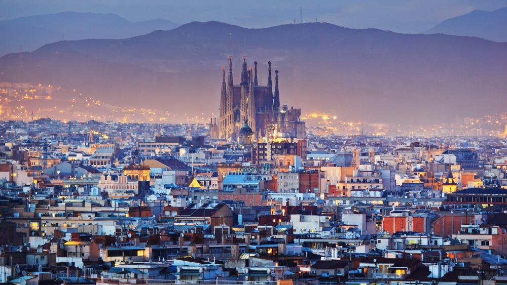 Barcelona in dusk wallpaper