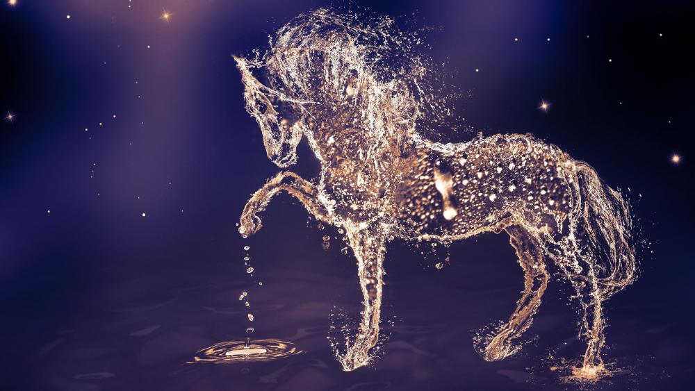Water drop horse digital art wallpaper