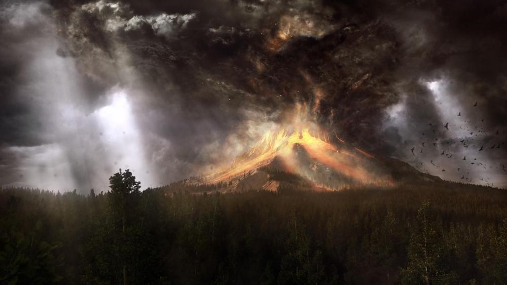 Volcano eruption - Fantasy art  wallpaper