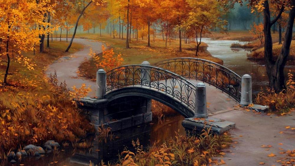Autumn in the park - Painting art wallpaper