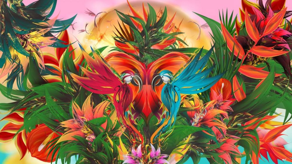 Abstract flower compostion wallpaper