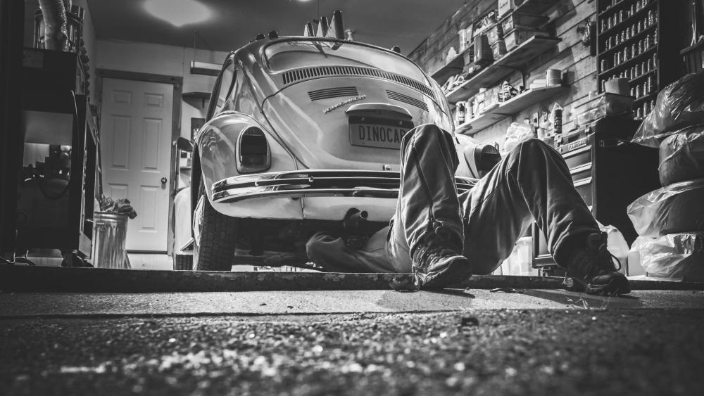 Volkswagen Beetle - Monochrome photography wallpaper