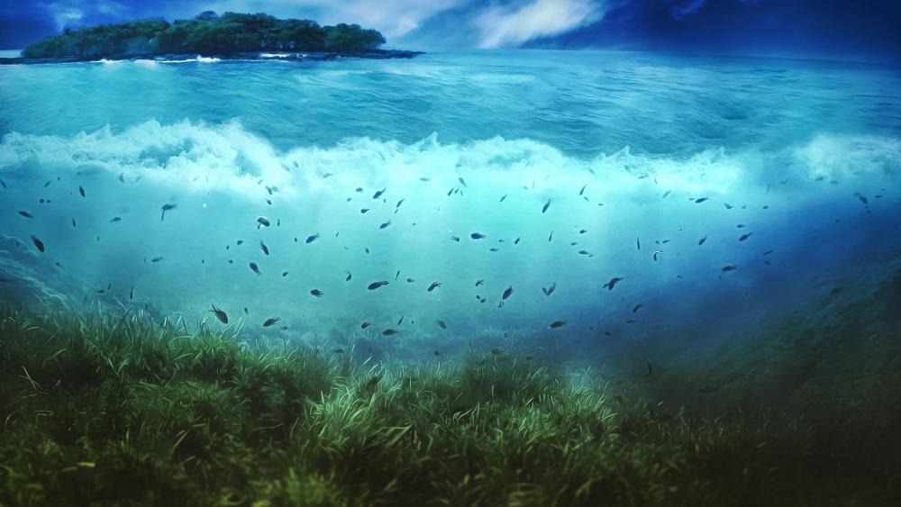 Landscape and underwater  wallpaper