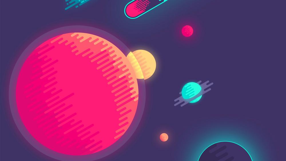 Minimalist outer space - Flat Design  wallpaper