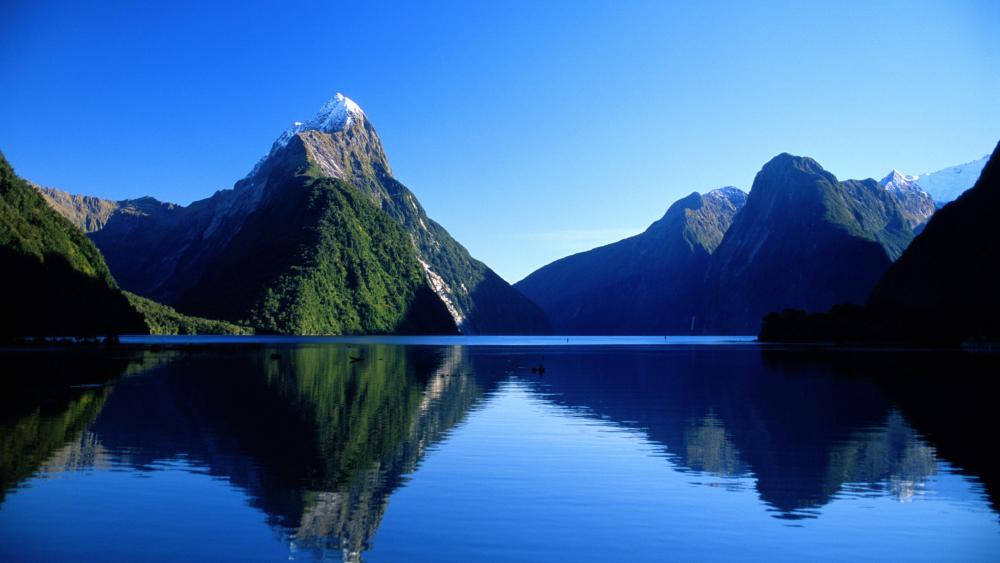 Mitre Peak in Milford Sound, Fiordland National Park, New Zealand wallpaper